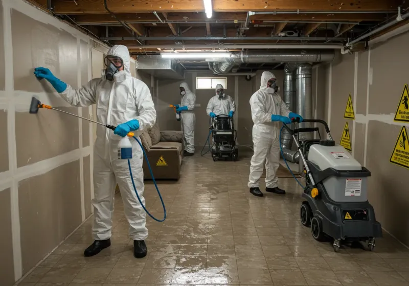 Basement Moisture Removal and Structural Drying process in Pinetops, NC